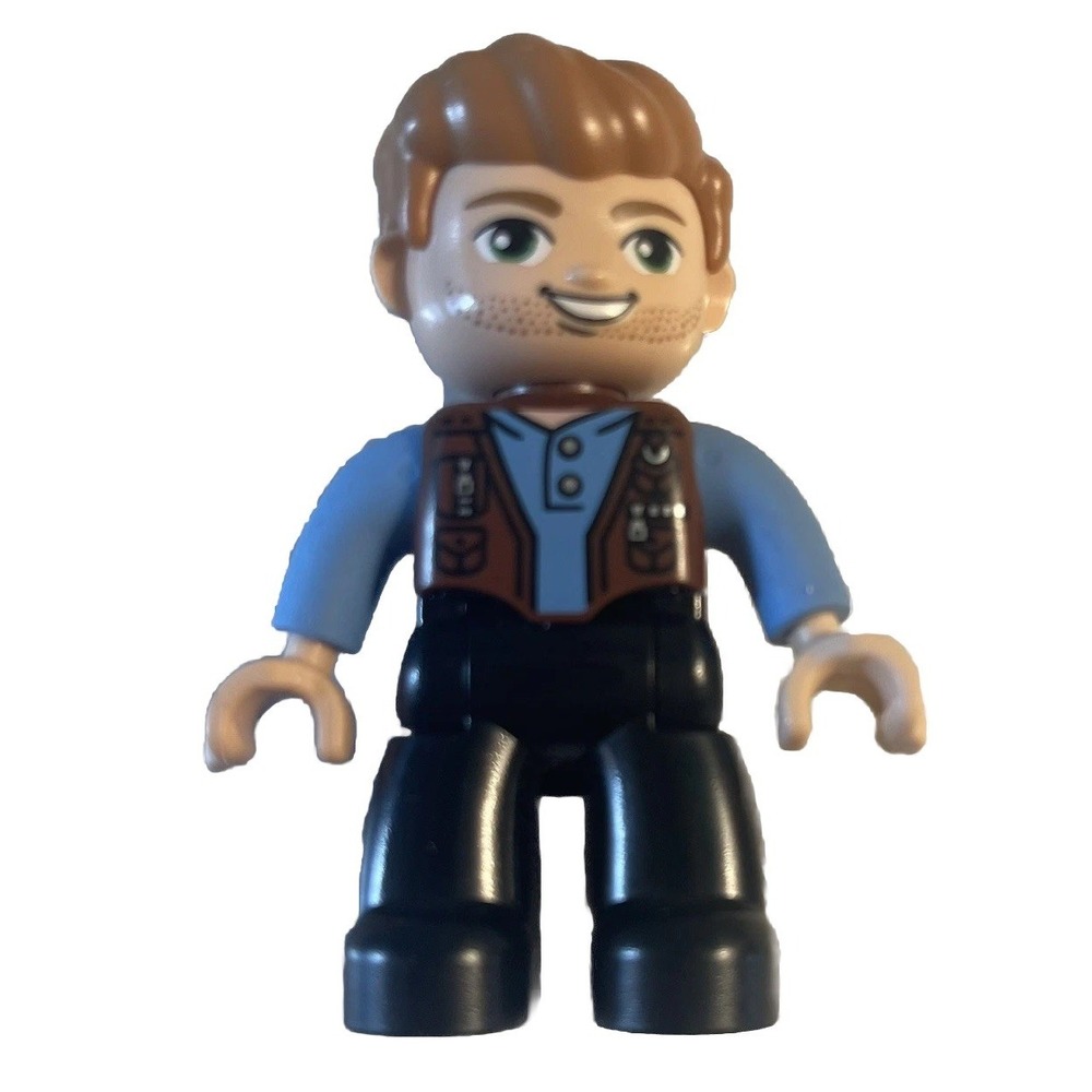 LEGO Minifigure Owen Grady Jurassic World Brown Vest Green Eyes Stubbled